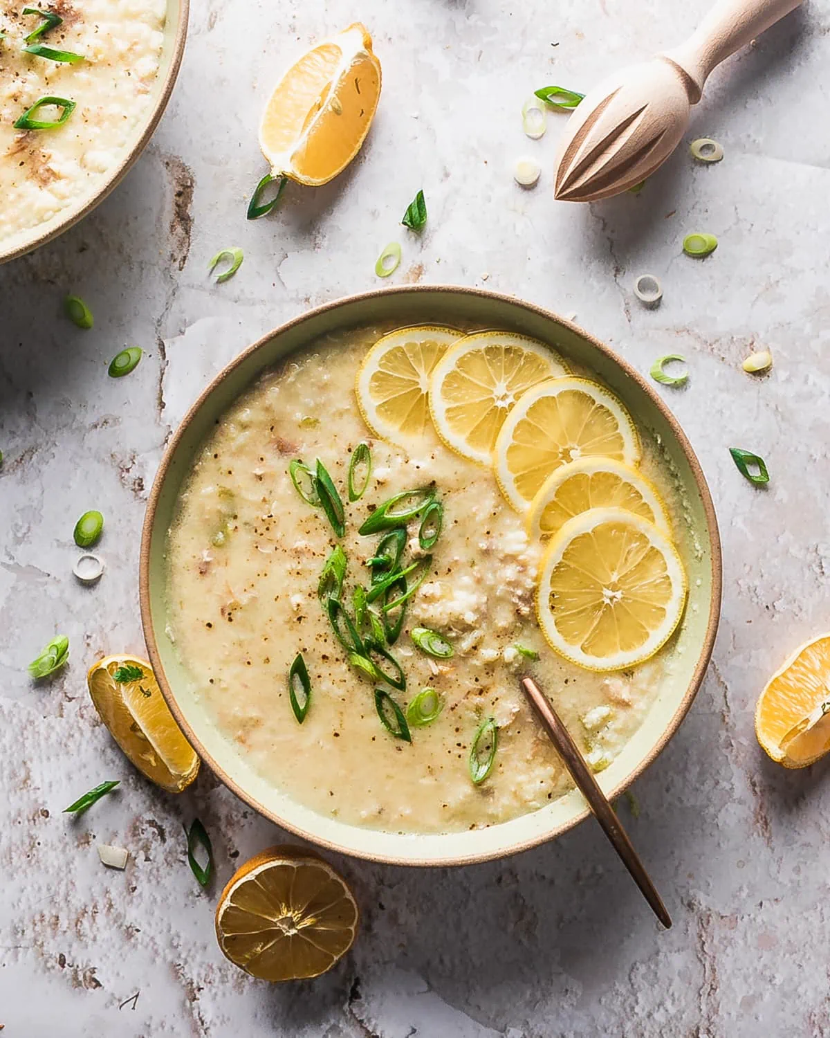 Greek Creamy Chicken Lemon Rice Soup (Avgolemono Soup)