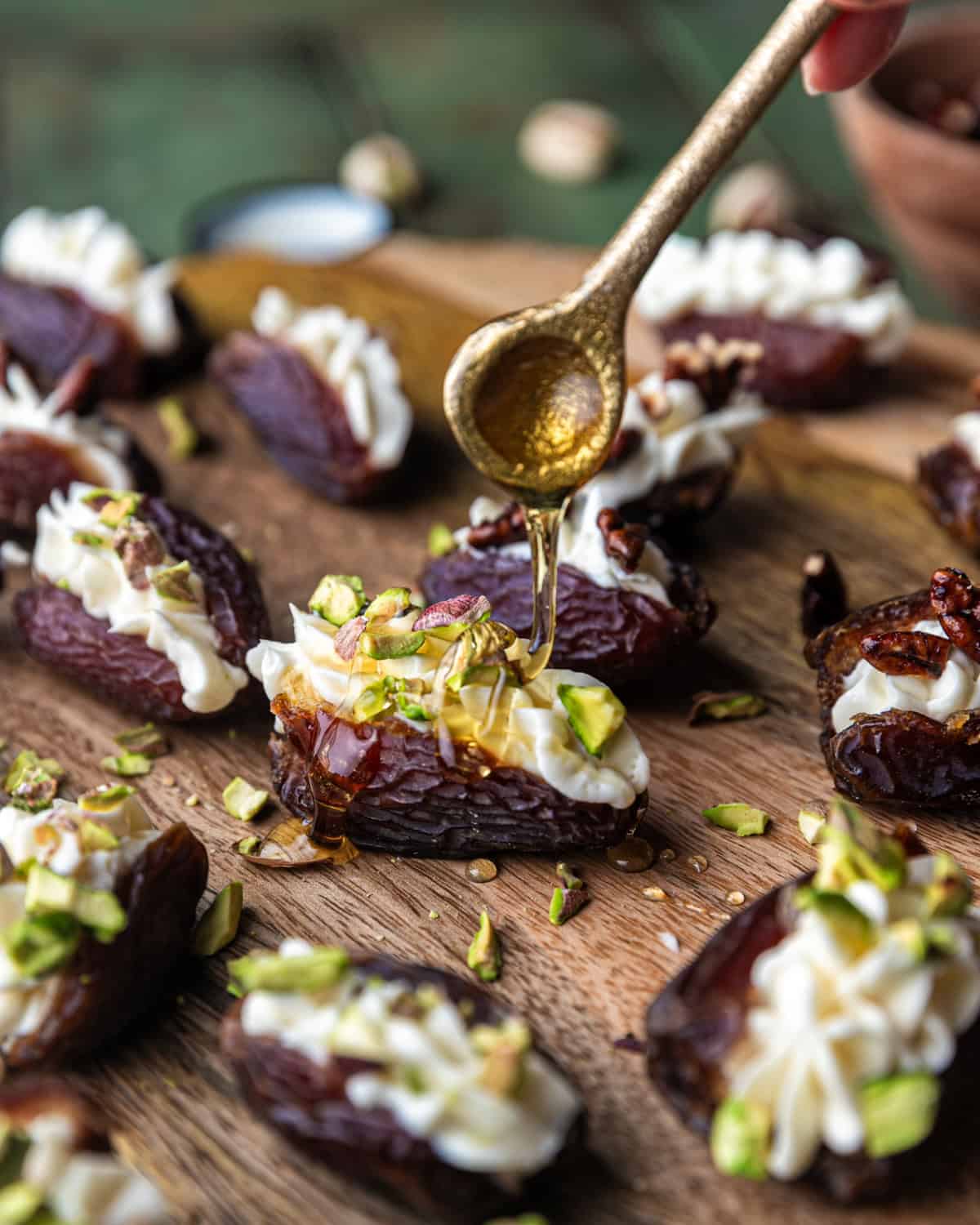 5 Ingredient Honey Goat Cheese Stuffed Dates